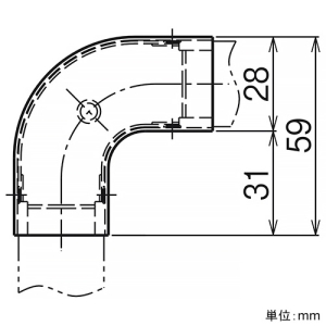 ネグロス電工 フラットエルボ 《メタルモール》 A型 ホワイト フラットエルボ 《メタルモール》 A型 ホワイト M120 画像2