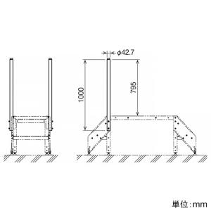 ネグロス電工 手掛かり棒 組立式歩廊架台用 2本組 手掛かり棒 組立式歩廊架台用 2本組 STP-HB 画像2