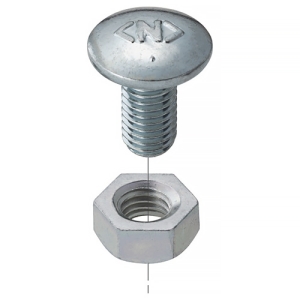ネグロス電工 角根丸頭ボルト・六角ナット サイズM10×20 電気亜鉛めっき仕様 10組入 KM10-20RN