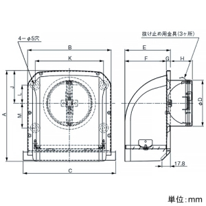 パナソニック 深形パイプフード ステンレス製 防火ダンパー・着脱ガラリ・防虫網付 温度ヒューズ72℃ 呼び径φ150mm 深形パイプフード ステンレス製 防火ダンパー・着脱ガラリ・防虫網付 温度ヒューズ72℃ 呼び径φ150mm VB-DW150SA3 画像2