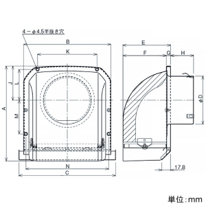 パナソニック 深形パイプフード ステンレス製 防音用 着脱防虫網付 呼び径φ150mm 深形パイプフード ステンレス製 防音用 着脱防虫網付 呼び径φ150mm VB-DN150SJ3 画像2