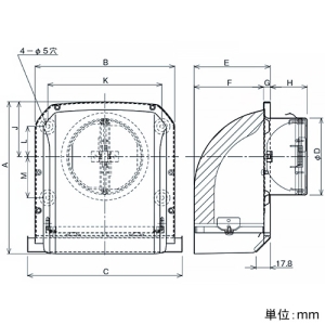 パナソニック 深形パイプフード ステンレス製 防音用 防火ダンパー・着脱防虫網付 温度ヒューズ72℃ 呼び径φ100mm 深形パイプフード ステンレス製 防音用 防火ダンパー・着脱防虫網付 温度ヒューズ72℃ 呼び径φ100mm VB-DN100SJA3 画像2
