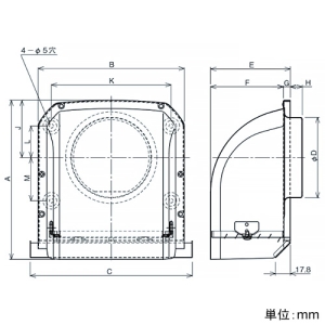 パナソニック 深形パイプフード ステンレス製 薄壁用 着脱ガラリ付 呼び径φ100mm 深形パイプフード ステンレス製 薄壁用 着脱ガラリ付 呼び径φ100mm VB-DG100SK3 画像2