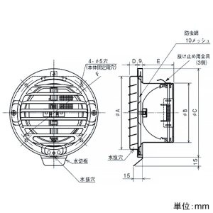 パナソニック ベントキャップ ステンレス製 防火ダンパー・ガラリ・防虫網付 温度ヒューズ72℃ 呼び径φ125mm ベントキャップ ステンレス製 防火ダンパー・ガラリ・防虫網付 温度ヒューズ72℃ 呼び径φ125mm VB-VW125SA3 画像2