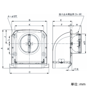 パナソニック 深形パイプフード アルミ製 防火ダンパー・着脱ガラリ付 温度ヒューズ72℃ 呼び径φ100mm ブラック 深形パイプフード アルミ製 防火ダンパー・着脱ガラリ付 温度ヒューズ72℃ 呼び径φ100mm ブラック VB-DG100AA3-K 画像2