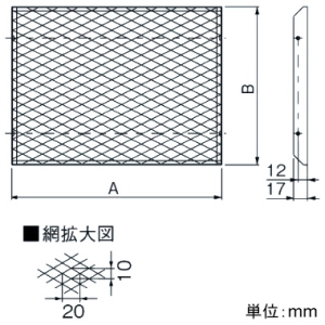 パナソニック 屋外フード用着脱網 防鳥用 ステンレス製 20cm用 屋外フード用着脱網 防鳥用 ステンレス製 20cm用 VB-NB20C 画像2