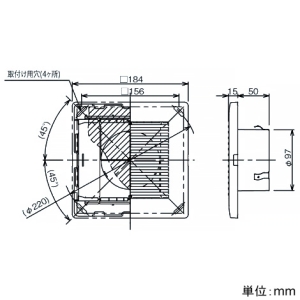 パナソニック 給排気グリル 天井・壁用 ハイプ径φ100mm シャッター・フィルター付 ブラック 給排気グリル 天井・壁用 ハイプ径φ100mm シャッター・フィルター付 ブラック VB-GE100P3-K 画像2