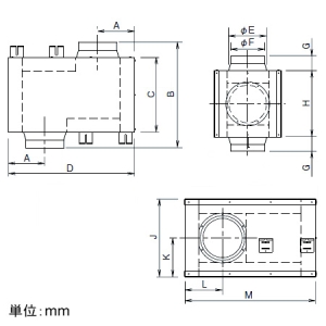 パナソニック 消音ボックス パイプ径φ150mm 消音ボックス パイプ径φ150mm VB-SB254 画像2