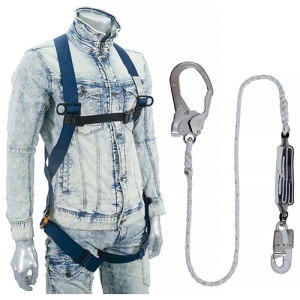 ジェフコム フルハーネス・ランヤードセット Mサイズ 使用可能質量130kg ランヤード長1700mm フルハーネス・ランヤードセット Mサイズ 使用可能質量130kg ランヤード長1700mm HS-30DS-A