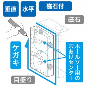 ジェフコム ブルーレベル φ50ホールソー用 垂直・水平 目盛・磁石3個付 ブルーレベル φ50ホールソー用 垂直・水平 目盛・磁石3個付 ML-2MT-BL 画像2
