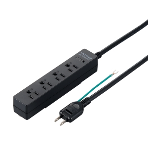 ヤザワ 3Pマグネットフック付タップ4個口2m黒 3Pマグネットフック付タップ4個口2m黒 H5HJKP402BK