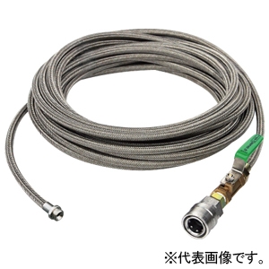 アサダ 1/4''SUS洗管ホース ねじ式 SUSワンタッチカプラ コック有 長さ15m HD03436