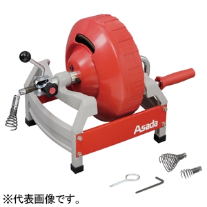 アサダ 排水管清掃機 ≪ドレンクリーナH150≫ ワイヤ無し仕様 清掃能力φ20〜100mm ヘッド交換可 DH150W