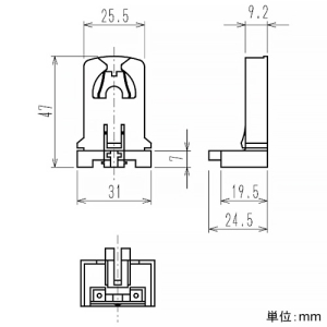 東西電気産業 L形ソケット 蛍光ランプ用 口金G13 L形ソケット 蛍光ランプ用 口金G13 TS-731-G13 画像2
