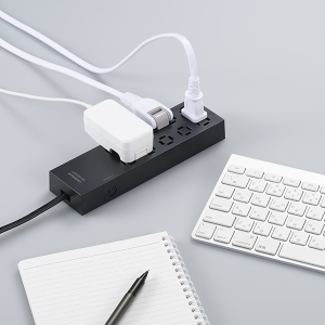 ヤザワ コンセント革命タップ10個口ブレーカー付 黒 2m  H5B1002BK 画像2