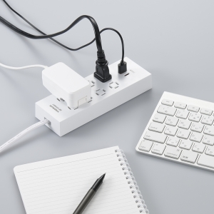 ヤザワ コンセント革命タップ8個口PD33W付白 2m  H5802PD33WH 画像2