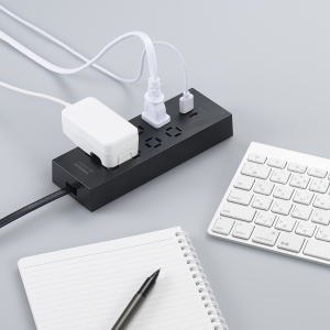 ヤザワ コンセント革命タップ8個口PD33W付黒 2m  H5802PD33BK 画像2