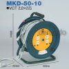 日動工業 分岐リール 屋内型 MKDシリーズ・電源用 アース無/先端防水プラグ付 コンセント数:15A×4 長さ50m VCT2.0×2 支線VCTF1.25×2 分岐数10 MKD-50-10
