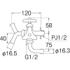 SANEI 【販売終了】万能二口横水栓 呼び:13 万能二口横水栓 呼び:13 F12A-13 画像2