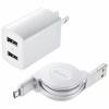 サンワサプライ 【生産完了品】microUSB巻取りケーブル付USB充電器 合計2.1A USB2ポート ホワイト  ACA-IP37W 画像1