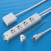 サンワサプライ 【生産完了品】手元集中スイッチ付電源タップ 3P・4個口 抜け止めタイプ 3P→2P変換アダプタ・通電ランプ付 5m TAP-5433N-5