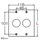アメリカン電機 埋込コンセント用プレート 引掛形・抜止形15A・20A用 2ヶ用ボックス用 φ35.5穴×2ヶ 新金属製 取付ねじピッチ101mm 埋込コンセント用プレート 引掛形・抜止形15A・20A用 2ヶ用ボックス用 φ35.5穴×2ヶ 新金属製 取付ねじピッチ101mm 1141-1A 画像2