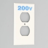 アメリカン電機 複式埋込コンセント用プレート 平刃形15A・20A用 1ヶ用ボックス用 小判穴×2ヶ 200V表示(青)あり エンプラ(ナイロン樹脂)製 V41N-200