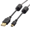 ELECOM フェライトコア付USB2.0ケーブル A-miniBタイプ 0.5m U2C-MF05BK