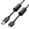 ELECOM フェライトコア付USB3.0ケーブル A-microBタイプ 2m USB3-AMBF20BK