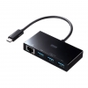 サンワサプライ 【生産完了品】USB Type-Cハブ付き ギガビットLANアダプタ USB-3TCH19ABK