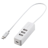 ELECOM USBハブ Type-C接続 USB3ポート PD対応 長さ0.3m ホワイト U2HC-T431PWH