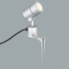 オーデリック LEDエクステリアスポットライト 防雨型 高演色LED 白熱灯器具50W相当 LED電球ミニクリプトンレフ形 口金E17 電球色 スパイクタイプ プラグ付キャブタイヤケーブル5m マットシルバー OG254574LR