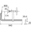 エビ L型クランプ エビ万力 バーハンドル超強力型 800mm×174mm L型クランプ エビ万力 バーハンドル超強力型 800mm×174mm BP8017A 画像4