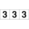 TRUSCO 数字ステッカー 50×50 「3」 白地/黒文字 3枚入 TSN-50-3