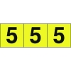 TRUSCO 数字ステッカー 50×50 「5」 黄色地/黒文字 3枚入 TSN-50-5-Y