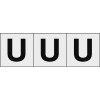 TRUSCO アルファベットステッカー 50×50 「U」 透明地/黒文字 3枚入 TSN-50-U-TM