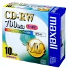 マクセル データ用CD-RW MQシリーズ 書き換え型タイプ アンフォーマット 700MB 1〜4倍速対応 10枚入 CDRW80PW.S1P10S