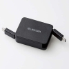 ELECOM USB2.0ケーブル 巻き取りタイプ TypeC-TypeC PD対応 長さ0.7m ブラック MPA-CCRLA07BK
