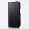 ELECOM ソフトレザーケース iPhone15用 手帳型 ウルトラスリムタイプ ブラック PM-A23APLFUBK