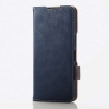 ELECOM ソフトレザーケース AQUOS wish4用 手帳型 ネイビー PM-S241PLFYNV