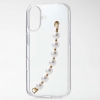 ELECOM ハイブリッドケース 《&me》 iPhone16用 ストラップシート付 クリア×パールバンド PM-A24AHVHB01