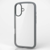 ELECOM ハイブリッドケース 《TOUGH SLIM LITE》 iPhone16用 ストラップシート付 フレームカラーグレー PM-A24ATSLFCGY