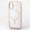 ELECOM ハイブリッドケース 《TOUGH SLIM LITE》 iPhone16用 ストラップシート付 フレームカラーアイボリー PM-A24ATSLFCMWH