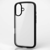 ELECOM ハイブリッドケース 《TOUGH SLIM LITE》 iPhone16用 背面シルキークリア ストラップシート付 フレームカラーブラック PM-A24ATSLFCSBK