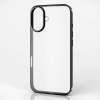 ELECOM ソフトケース iPhone16用 サイドメッキ メタリックブラック PM-A24AUCTMBK