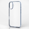 ELECOM ソフトケース iPhone16用 サイドメッキ メタリックペールブルー PM-A24AUCTMBU