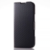 ELECOM ソフトレザーケース iPhone16Plus用 手帳型 薄型 磁石付 カーボンブラック ソフトレザーケース iPhone16Plus用 手帳型 薄型 磁石付 カーボンブラック PM-A24BPLFUCB 画像1