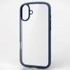 ELECOM ハイブリッドケース 《TOUGH SLIM LITE》 iPhone16Plus用 フレームカラー ストラップシート付 ネイビー PM-A24BTSLFCNV