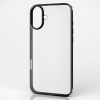 ELECOM ソフトケース iPhone16Plus用 サイドメッキ メタリックブラック PM-A24BUCTMBK