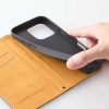ELECOM ソフトレザーケース iPhone16Pro用 手帳型 耐衝撃 磁石付 ネイビー ソフトレザーケース iPhone16Pro用 手帳型 耐衝撃 磁石付 ネイビー PM-A24CPLFYNV 画像2
